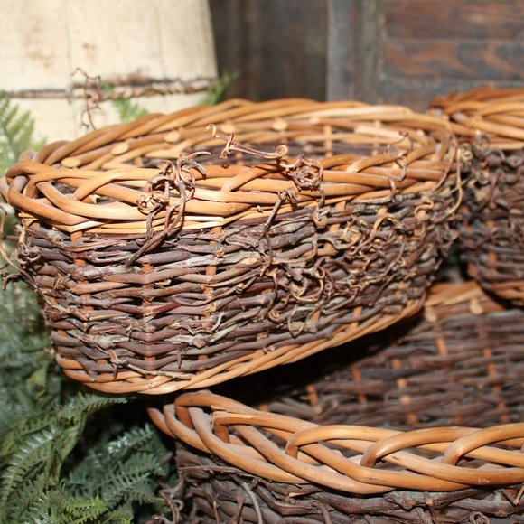 NEW Set of 3 Large Rustic French Country Farmhouse Willow Nesting Baskets - Picture 4 of 12